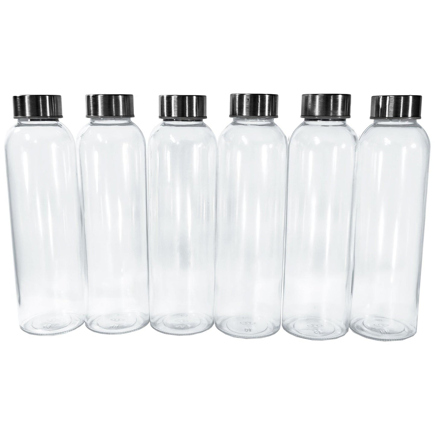 (24 Pack) 18 oz. Clear Glass Water Bottle with Sleeve and Stainless Steel Cap