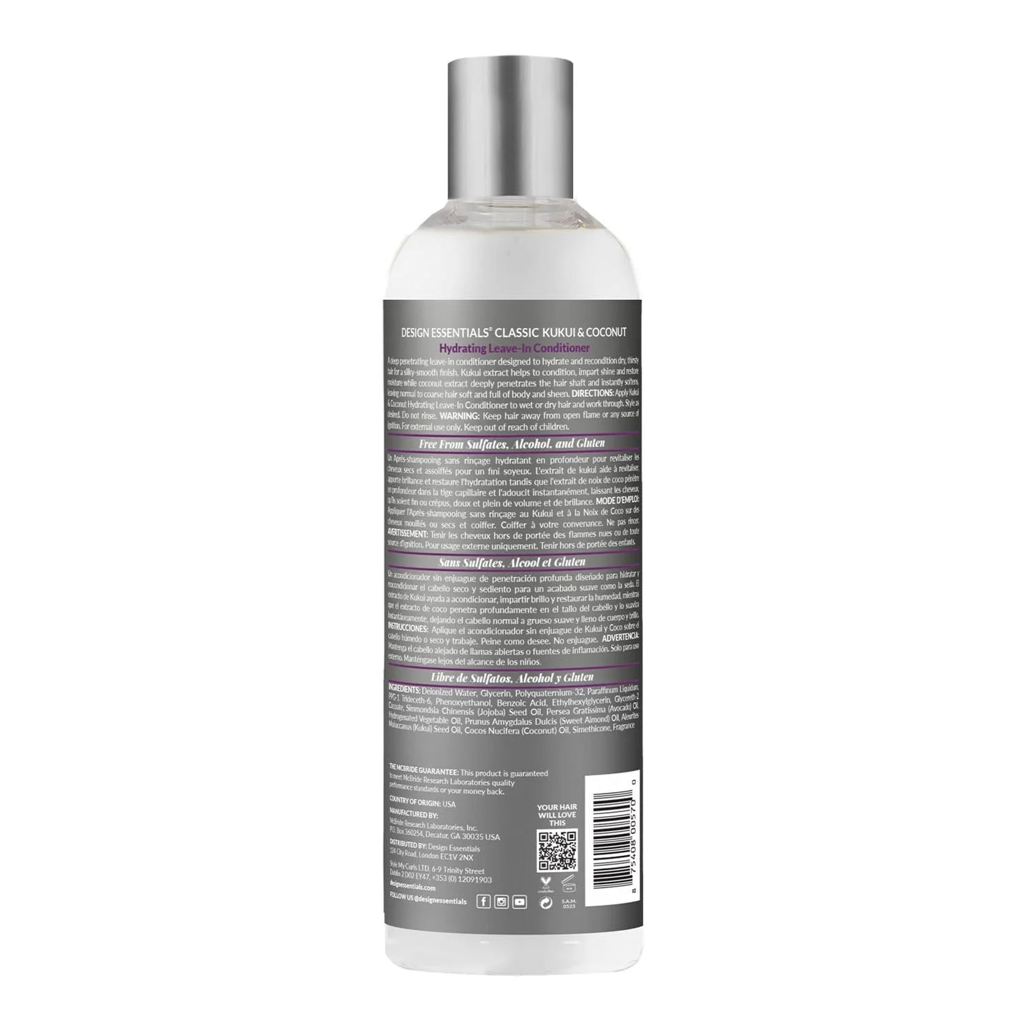 Design essentials Kukui & coconut hydrating leave in conditioner. 12 oz