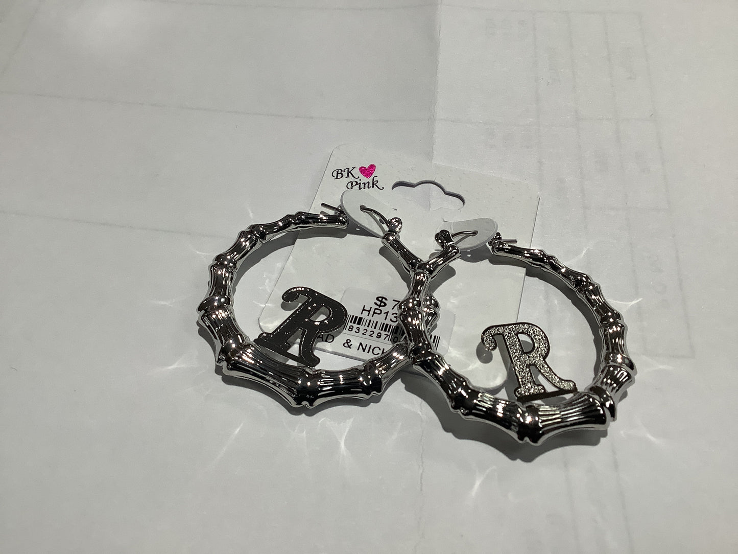 Silver initial bamboo earing-130R : 40"