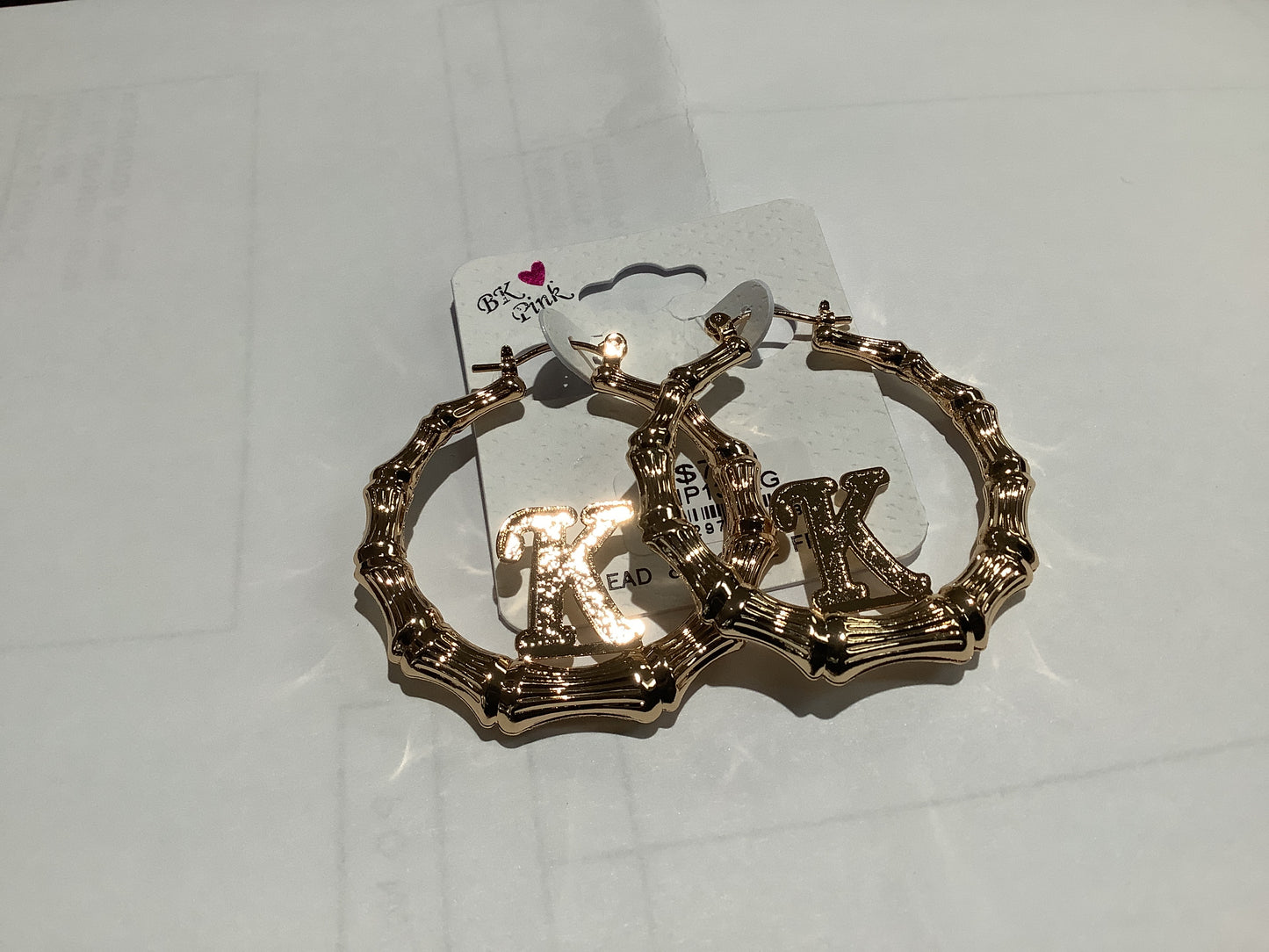 Gold initial bamboo earing-130kg : 40"