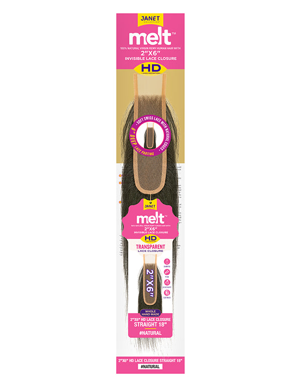 Janet Collection Melt 2x6 HD lace closure straight  Natural