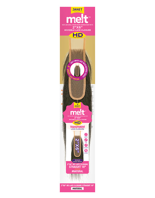 Janet Collection Melt 2x6 HD lace closure straight  Natural