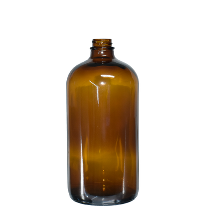 32 oz. Amber Boston Round with Black Trigger Sprayer (28/400) (V8) (V6)