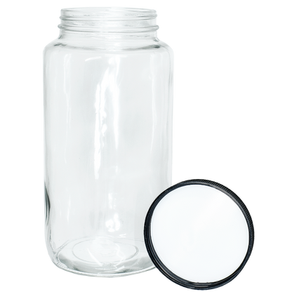 32 oz. Clear Glass Jar with Black Plastic Cap (70/400) (V6) (V6)