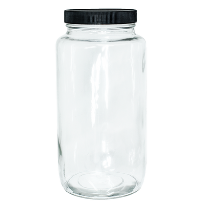 32 oz. Clear Glass Jar with Black Plastic Cap (70/400) (V6) (V6)