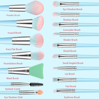 16Pcs Professional Makeup Brush with Makeup Sponge Set - 1 Kit