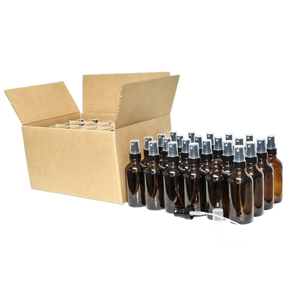 4 oz. Amber Boston Round with Black Fine-Mist Sprayer (Smooth) (22/400) (V23) (V20)