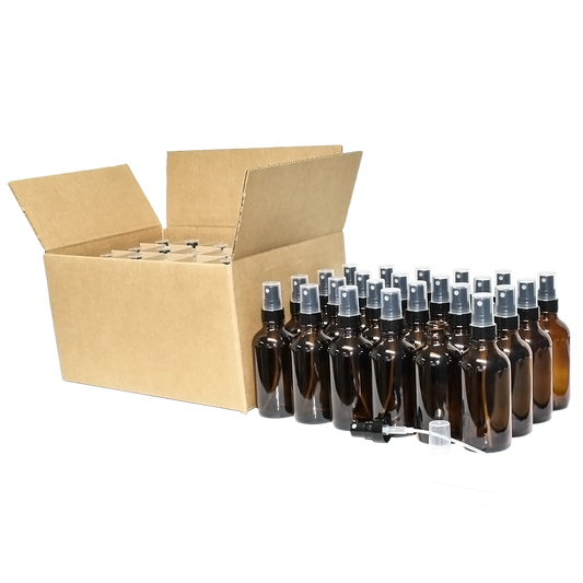 4 oz. Amber Boston Round with Black Fine-Mist Sprayer (Smooth) (22/400) (V23) (V20)