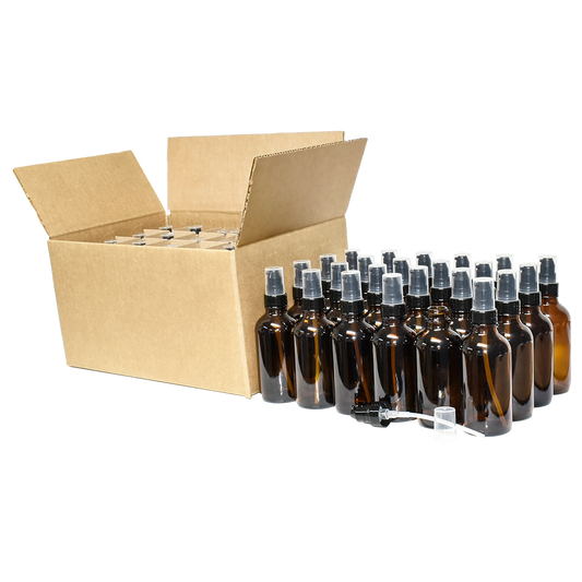 4 oz. Amber Boston Round with Black Cream Pump (22/400) (V23) (V20)