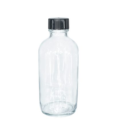 4 oz. Clear Boston Round with Black Cone Lined Cap (22/400) (V23) (V5)