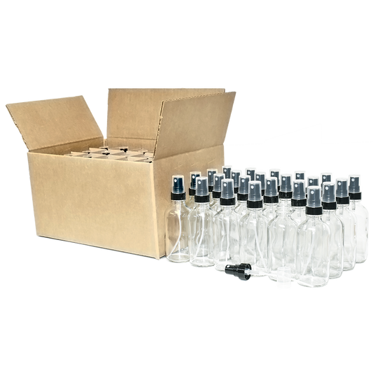 4 oz. Clear Boston Round with Black Fine-Mist Sprayer (Smooth) (22/400) (V23) (V20)