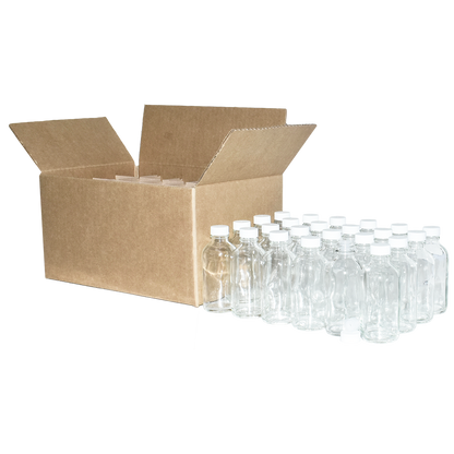 4 oz. Clear Boston Round with Reducer and White Cap (22/400) (V23) (V1)