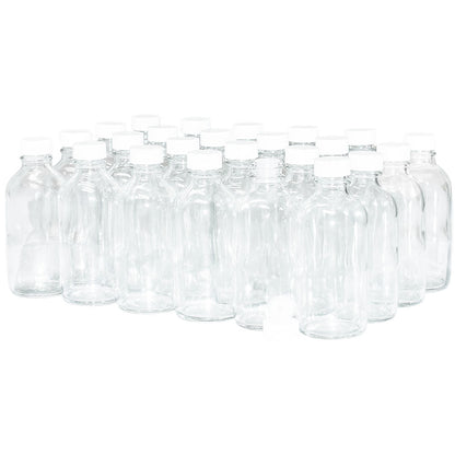 4 oz. Clear Boston Round with Reducer and White Cap (22/400) (V23) (V1)