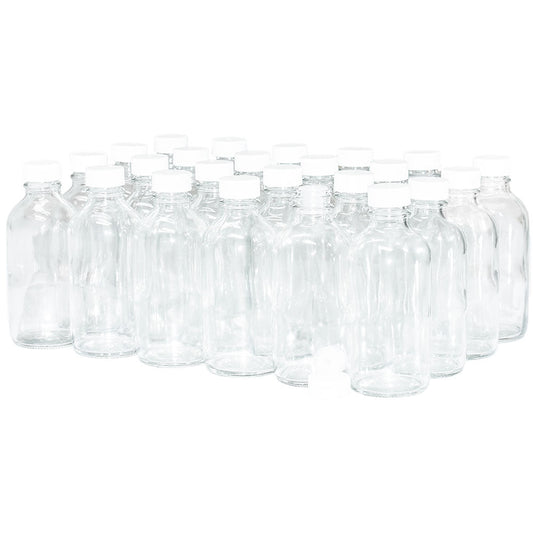 4 oz. Clear Boston Round with Reducer and White Cap (22/400) (V23) (V1)