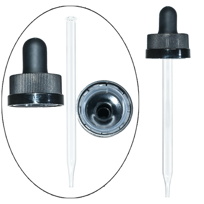 4 oz. Clear Boston Round with Black Child-Resistant Glass Dropper (22/400) (V23) (V8)