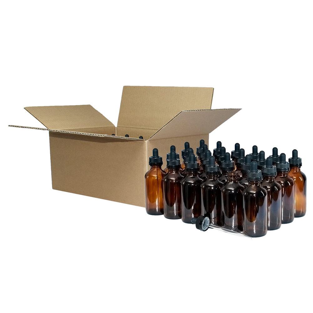 4 oz. Amber Boston Round with Black Child-Resistant Glass Dropper (22/400) (V5) (V8)