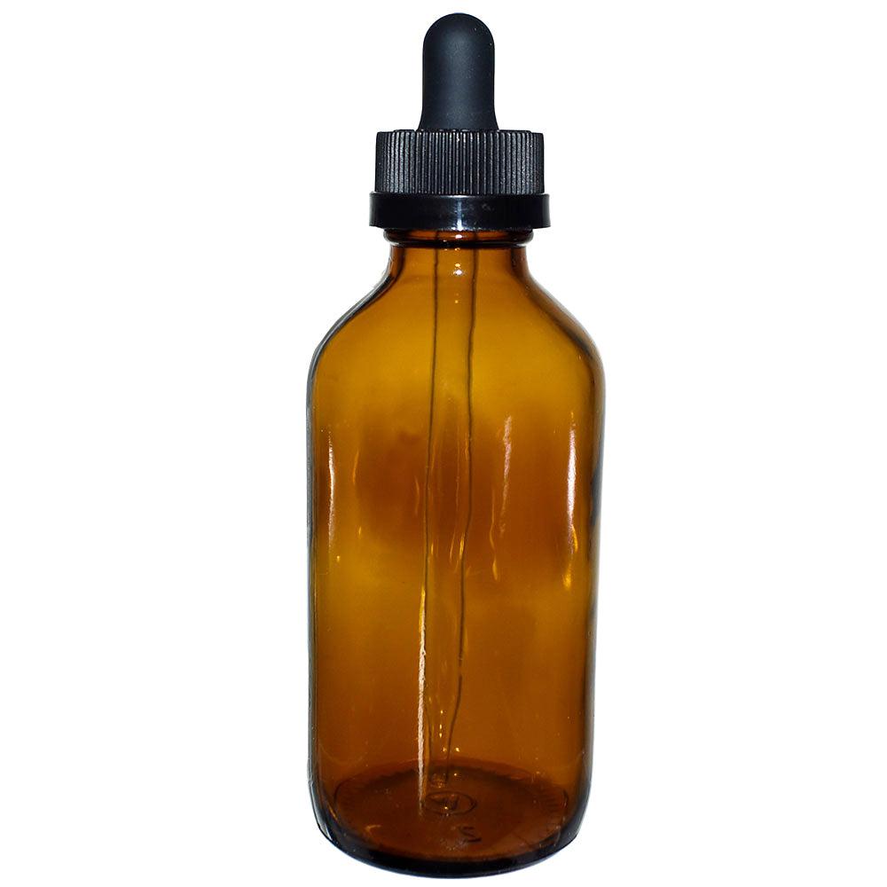 4 oz. Amber Boston Round with Black Child-Resistant Glass Dropper (22/400) (V5) (V8)