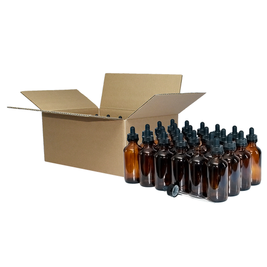 4 oz. Amber Boston Round with Black Child-Resistant Glass Dropper (22/400) (V8) (V8)