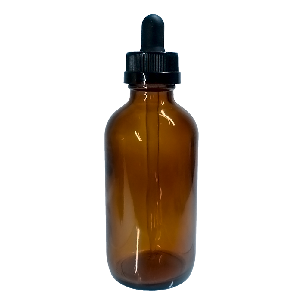 4 oz. Amber Boston Round with Black Child-Resistant Glass Dropper (22/400) (V8) (V8)