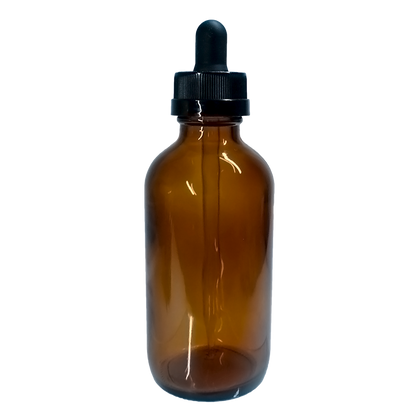 4 oz. Amber Boston Round with Black Child-Resistant Glass Dropper (22/400) (V8) (V8)