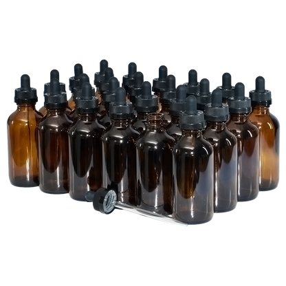 4 oz. Amber Boston Round with Black Child-Resistant Glass Dropper (22/400) (V8) (V8)