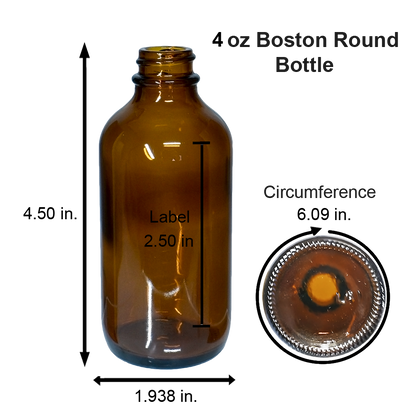 4 oz. Amber Boston Round with Black Cone Lined Cap (22/400) (V23) (V5)