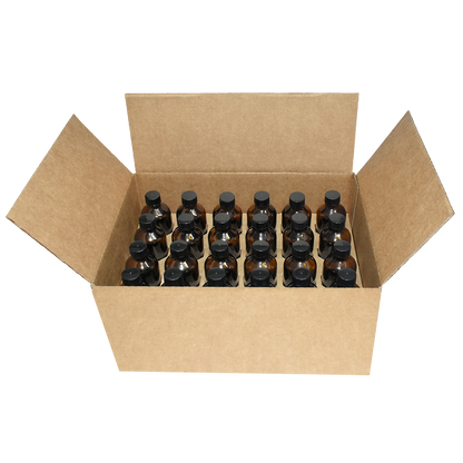 4 oz. Amber Boston Round with Black Cone Lined Cap (22/400) (V5) (V5)