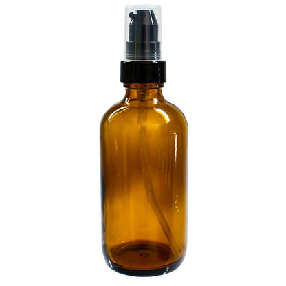 4 oz. Amber Boston Round with Black Cream Pump (22/400) (V4) (V20)