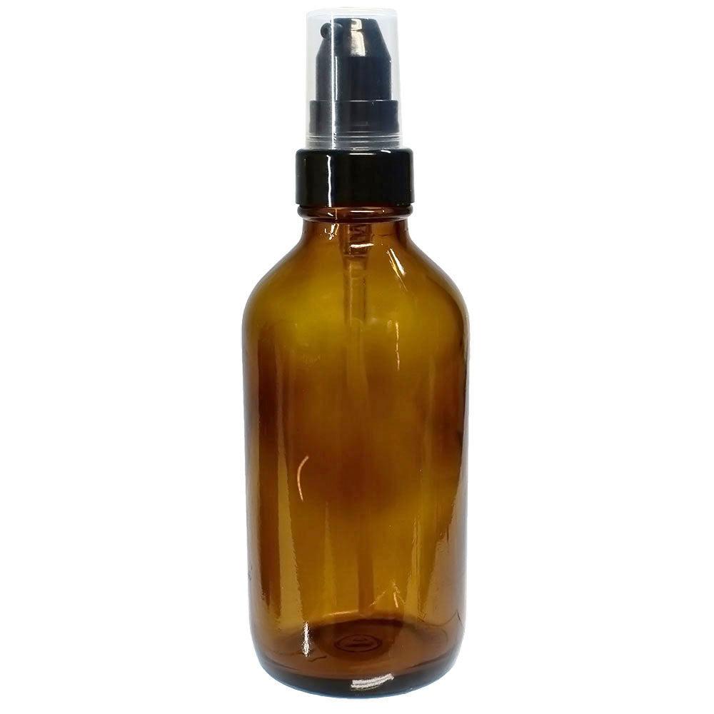 4 oz. Amber Boston Round with Black Cream Pump (22/400) (V5) (V20)