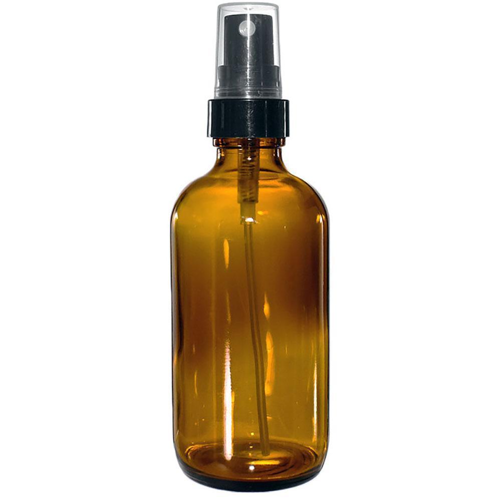 4 oz. Amber Boston Round with Black Fine-Mist Sprayer (Smooth) (22/400) (V4) (V20)