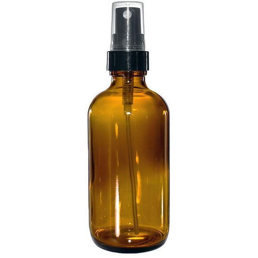 4 oz. Amber Boston Round with Black Fine-Mist Sprayer (Smooth) (22/400) (V4) (V20)