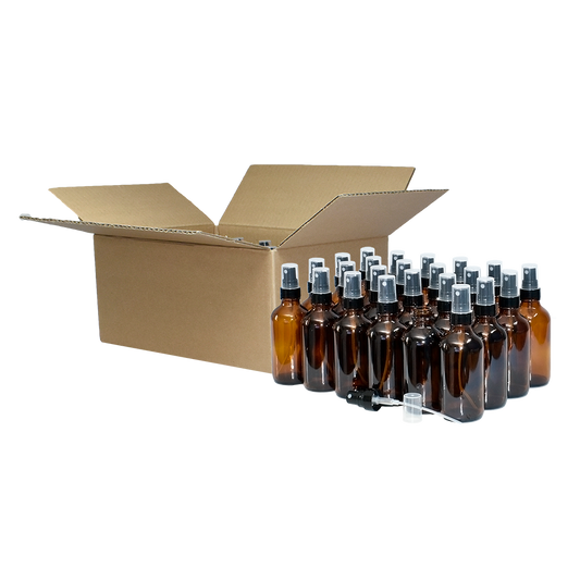 4 oz. Amber Boston Round with Black Fine-Mist Sprayer (Smooth) (22/400) (V5) (V20)