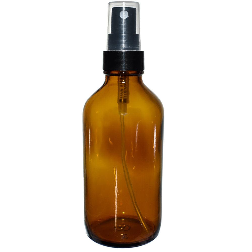 4 oz. Amber Boston Round with Black Fine-Mist Sprayer (Smooth) (22/400) (V5) (V20)