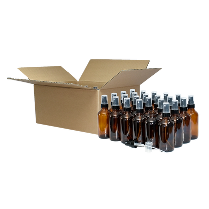 4 oz. Amber Boston Round with Black Fine-Mist Sprayer (Smooth) (22/400) (V8) (V20)