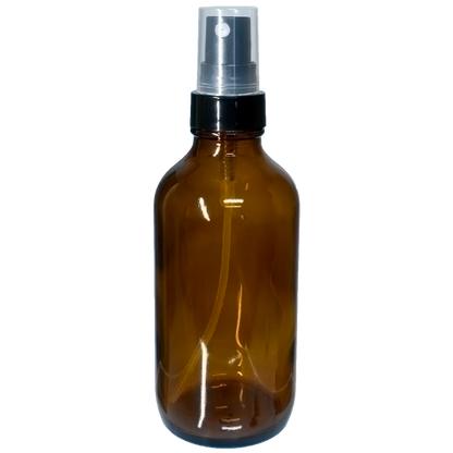 4 oz. Amber Boston Round with Black Fine-Mist Sprayer (Smooth) (22/400) (V8) (V20)