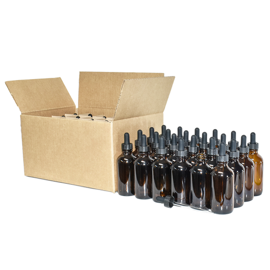 4 oz. Amber Boston Round with Black Glass Dropper (22/400) (V23) (V20)