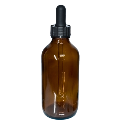 4 oz. Amber Boston Round with Black Glass Dropper (22/400) (V23) (V23)