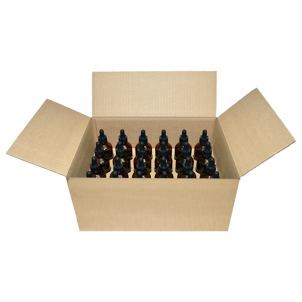 4 oz. Amber Boston Round with Black Glass Dropper (22/400) (V23) (V23)
