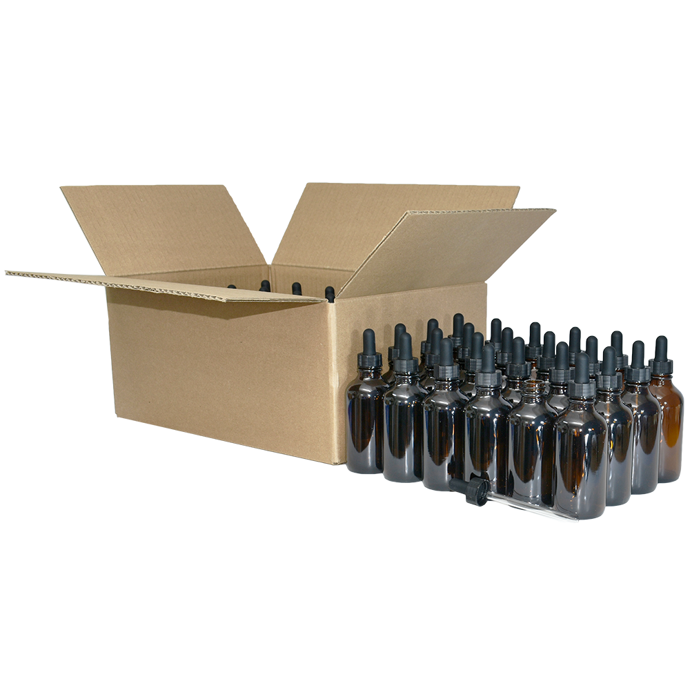 4 oz. Amber Boston Round with Black Glass Dropper (22/400) (V8) (V23)