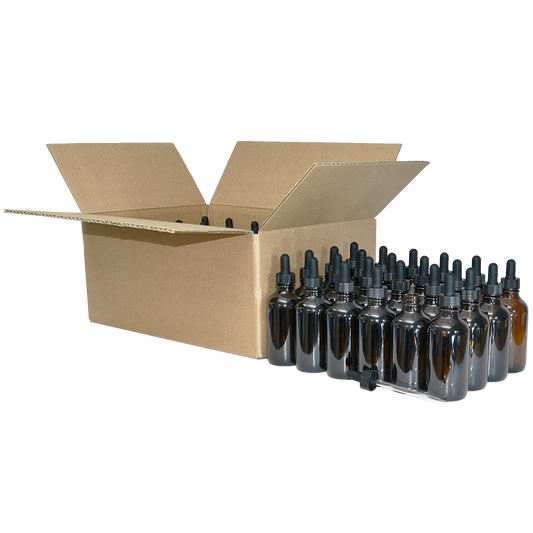 4 oz. Amber Boston Round with Black Glass Dropper (22/400) (V8) (V23)