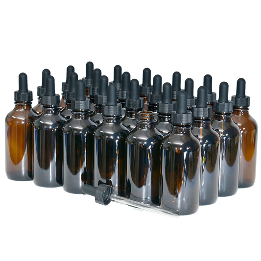 4 oz. Amber Boston Round with Black Glass Dropper (22/400) (V8) (V23)