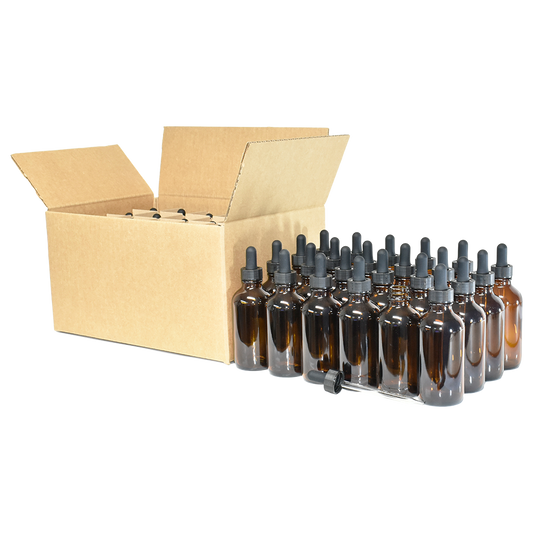 4 oz. Amber Boston Round with Black Graduated Glass Dropper (22/400) (V23) (V20)