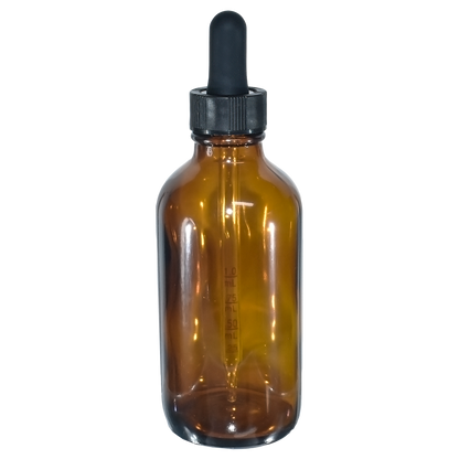 4 oz. Amber Boston Round with Black Graduated Glass Dropper (22/400) (V23) (V20)
