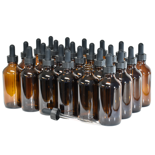 4 oz. Amber Boston Round with Black Graduated Glass Dropper (22/400) (V23) (V20)