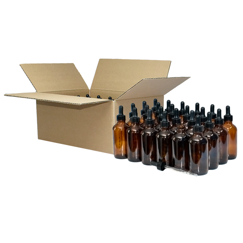 4 oz. Amber Boston Round with Nitrile Rubber Black Graduated Glass Dropper (22/400) (V23) (V12)