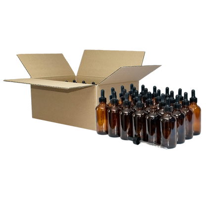 4 oz. Amber Boston Round with Nitrile Rubber Black Graduated Glass Dropper (22/400) (V23) (V12)