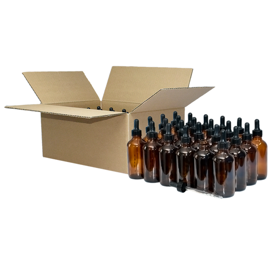 4 oz. Amber Boston Round with Nitrile Rubber Black Graduated Glass Dropper (22/400) (V23) (V12)