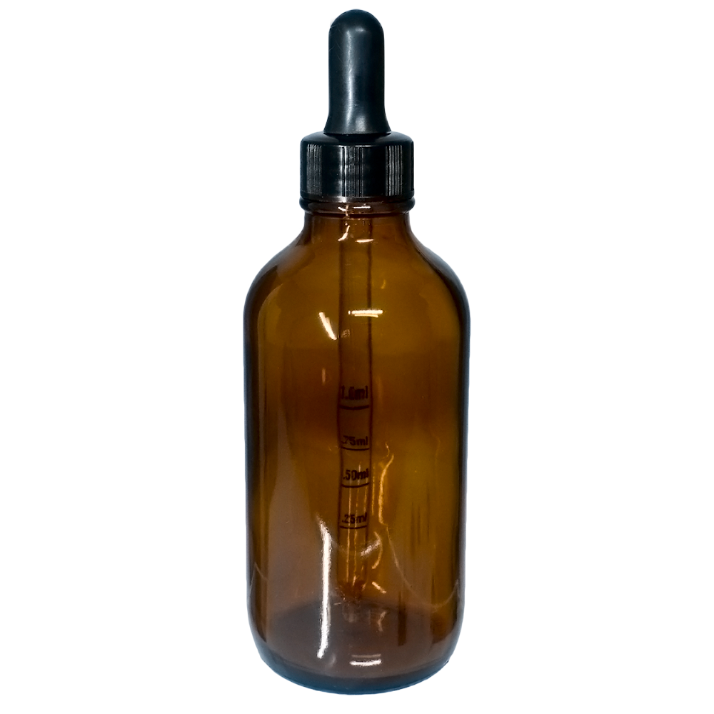 4 oz. Amber Boston Round with Nitrile Rubber Black Graduated Glass Dropper (22/400) (V8) (V12)