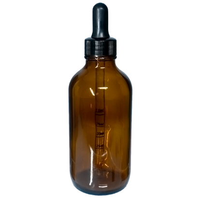 4 oz. Amber Boston Round with Nitrile Rubber Black Graduated Glass Dropper (22/400) (V8) (V12)