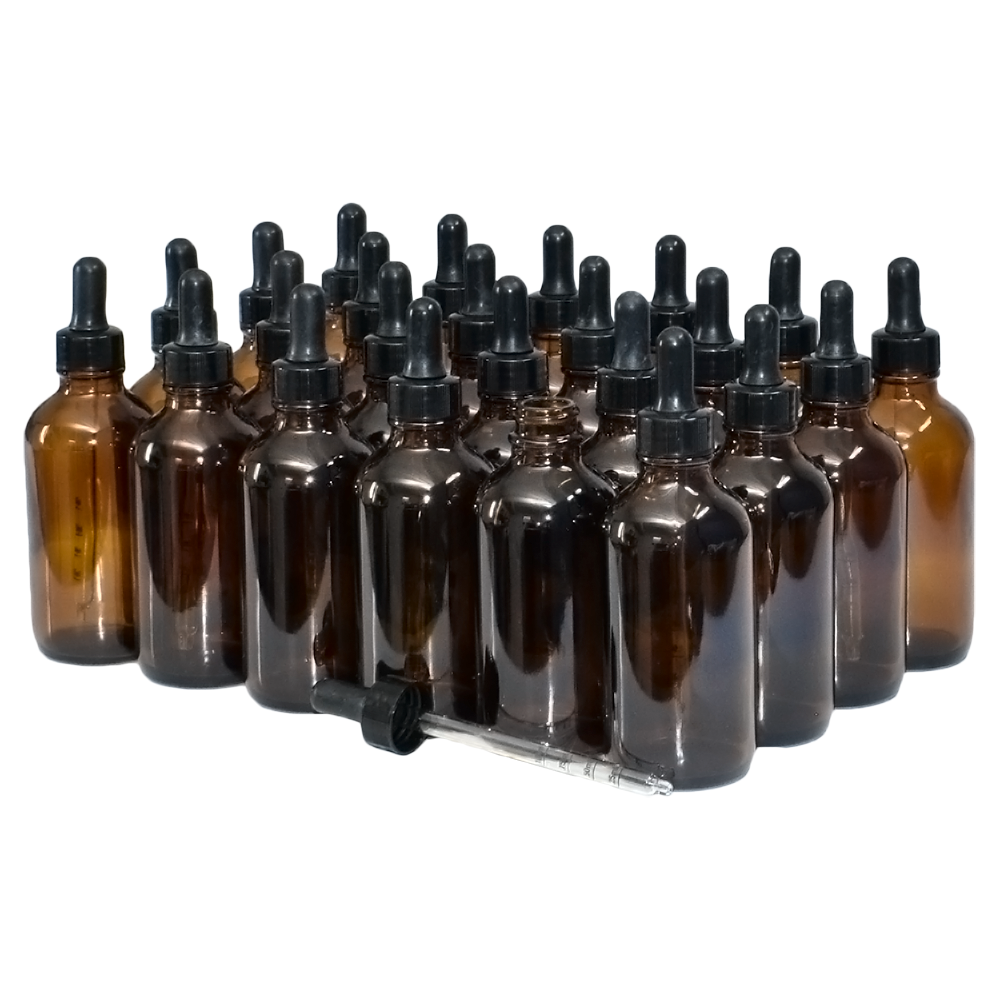 4 oz. Amber Boston Round with Nitrile Rubber Black Graduated Glass Dropper (22/400) (V8) (V12)